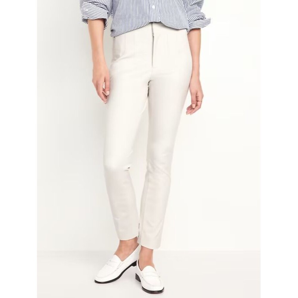 Old Navy Polished Pixie Skinny Pants Womens 6 Tall Cream White Zip Pockets NEW